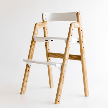 Adjustable Wooden Counter Height Chair for Toddlers – Natural Color (W1) with White