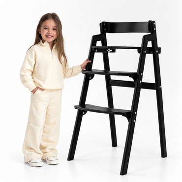 Adjustable Wooden Counter Height Chair for Toddlers XL – Black
