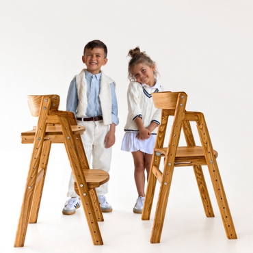 Adjustable Wooden Counter Height Chair for Toddlers – Natural Teak (W3)