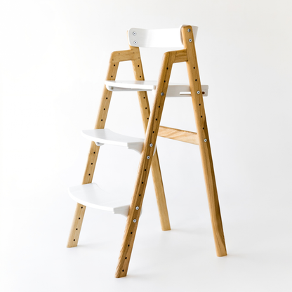 Adjustable Wooden Counter Height Chair for Toddlers XL – Natural Color (W1) with White