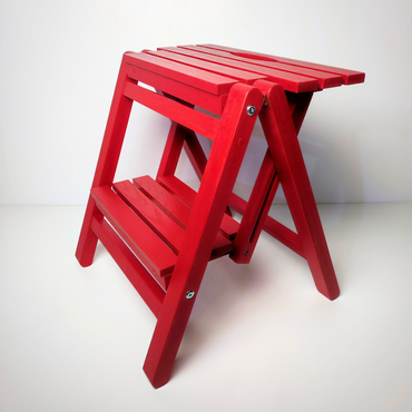 Foldable Wooden 2-Step Stool – Red