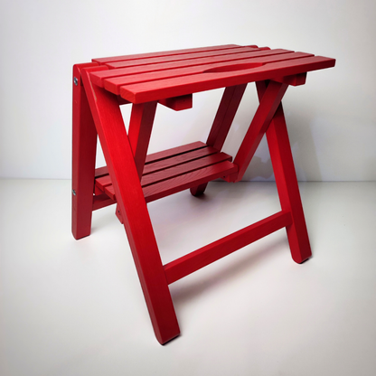 Foldable Wooden 2-Step Stool – Red