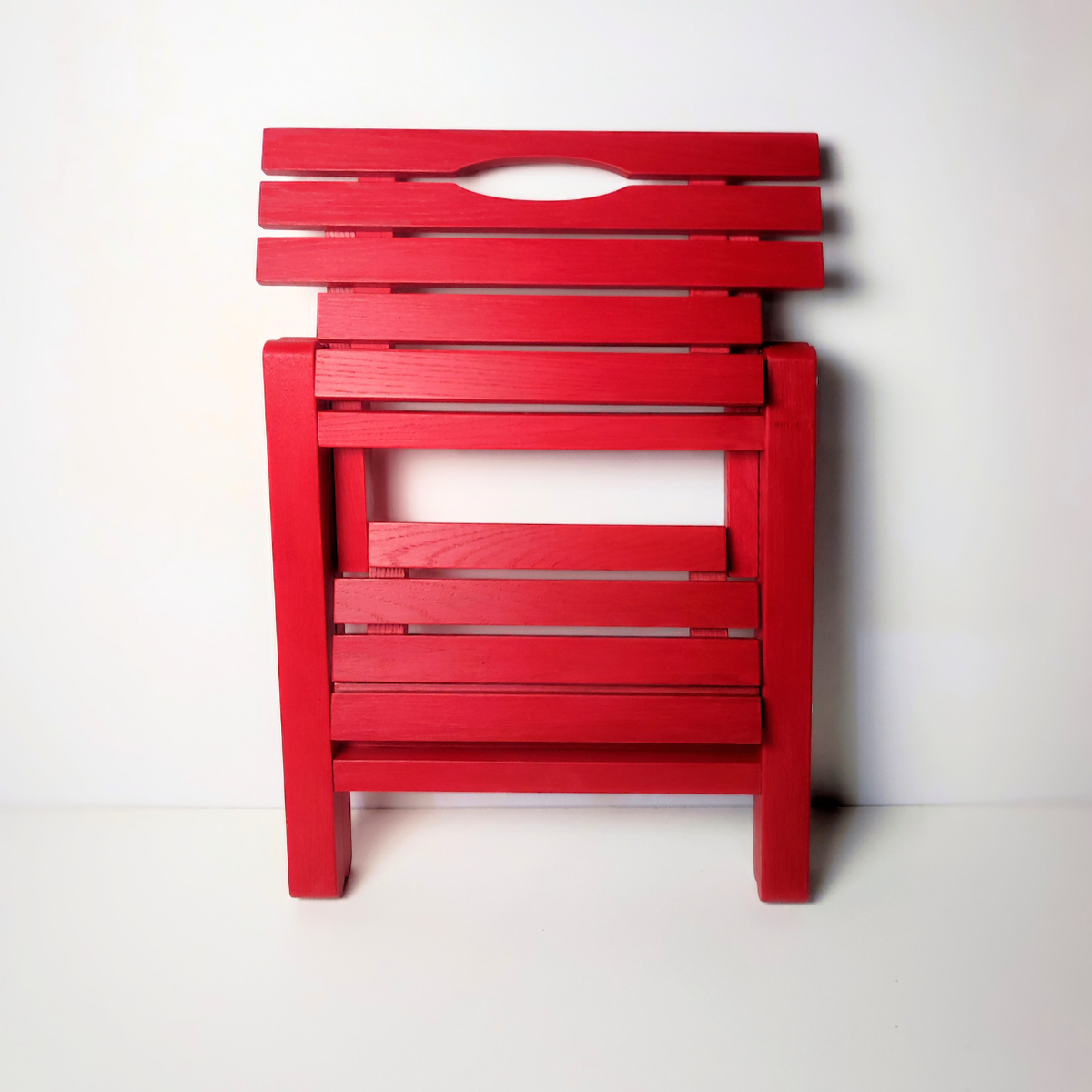 Foldable Wooden 2-Step Stool – Red