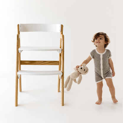 Adjustable Wooden Counter Height Chair for Toddlers – Natural Color (W1) with White