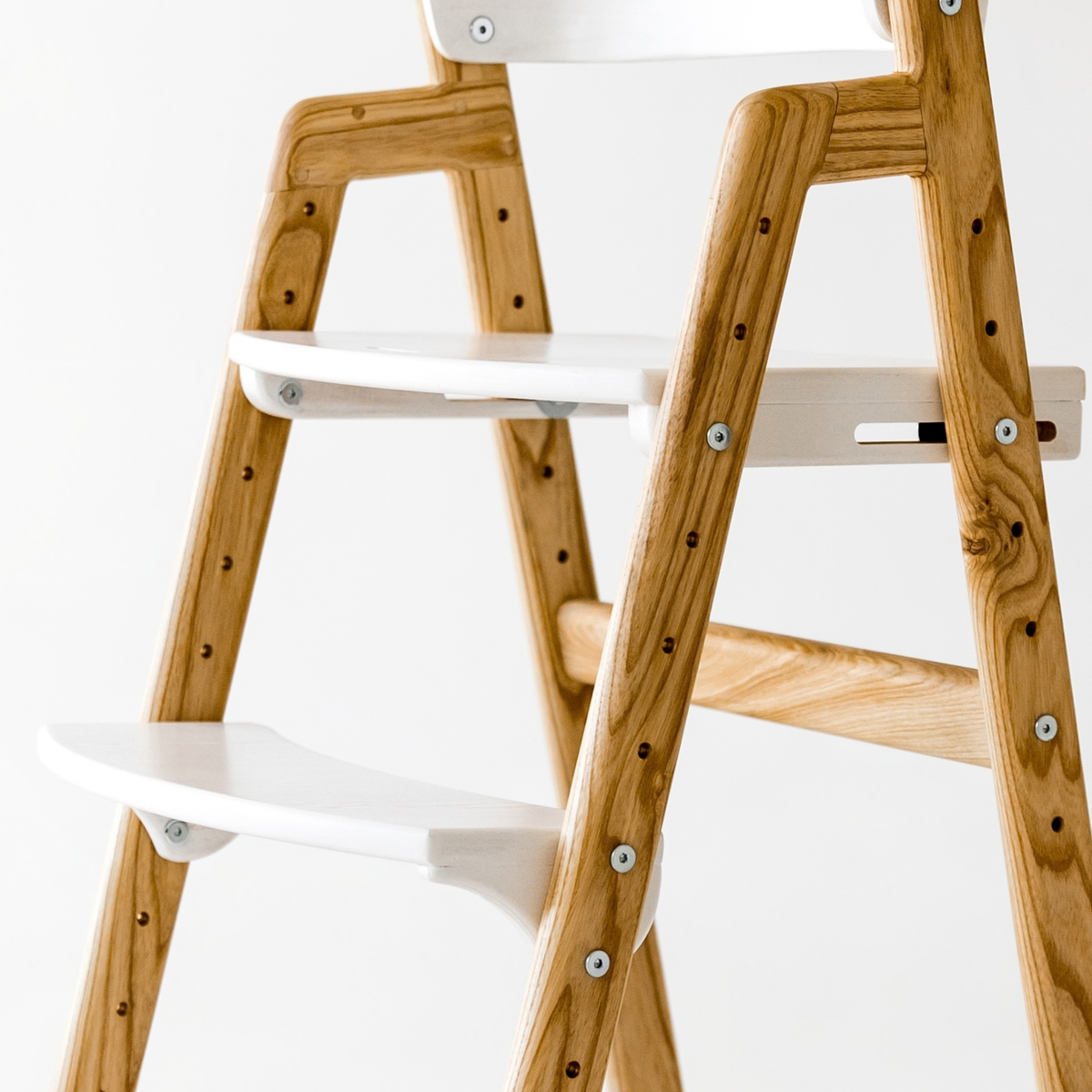 Adjustable Wooden Counter Height Chair for Toddlers – Natural Color (W1) with White
