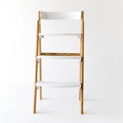 Adjustable Wooden Counter Height Chair for Toddlers XL – Natural Color (W1) with White