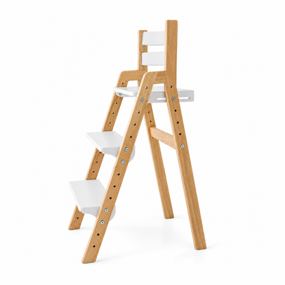 Adjustable Wooden Counter Height Chair for Toddlers XL V2 – Natural Color (W1) with White