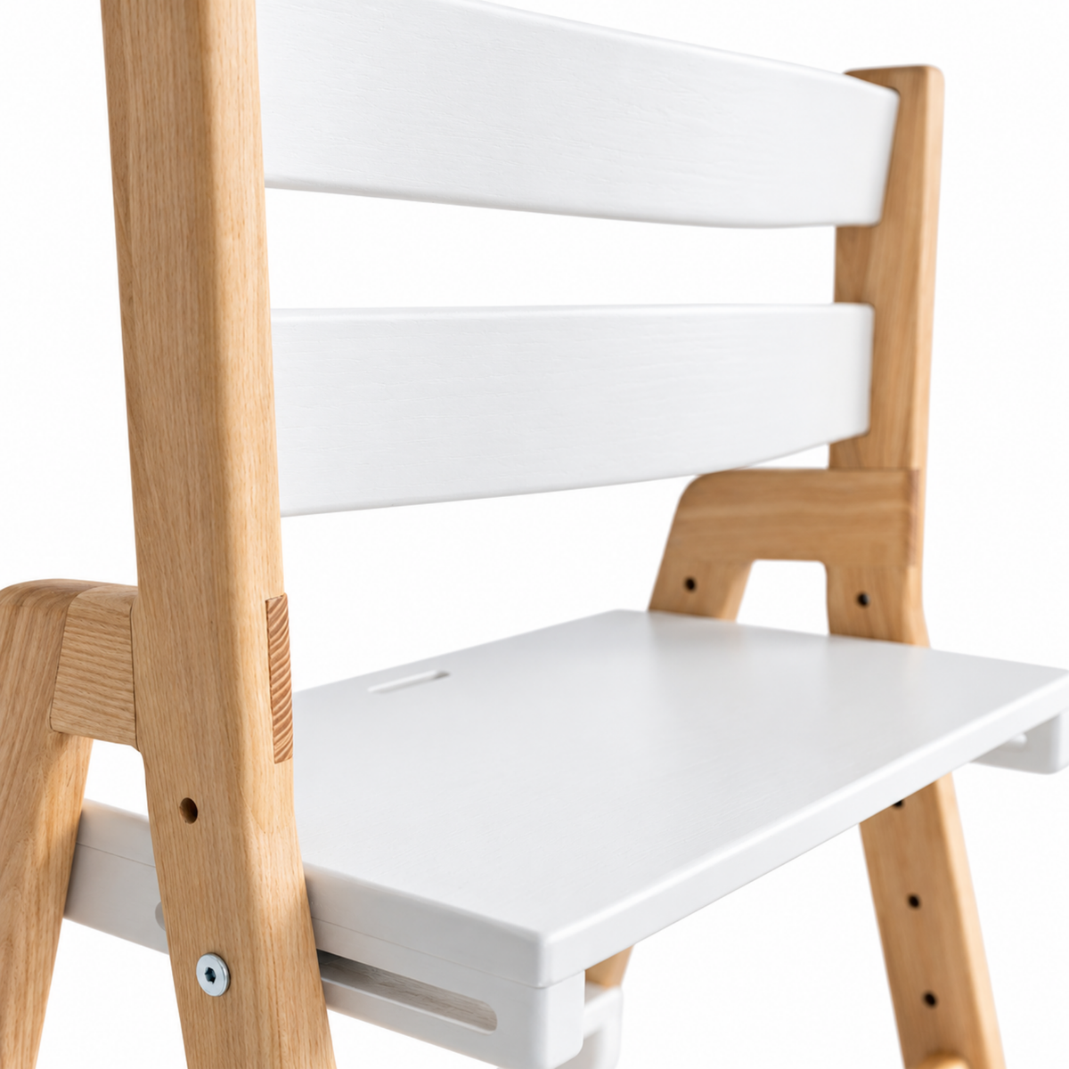 Adjustable Wooden Counter Height Chair for Toddlers XL V2 – Natural Color (W1) with White