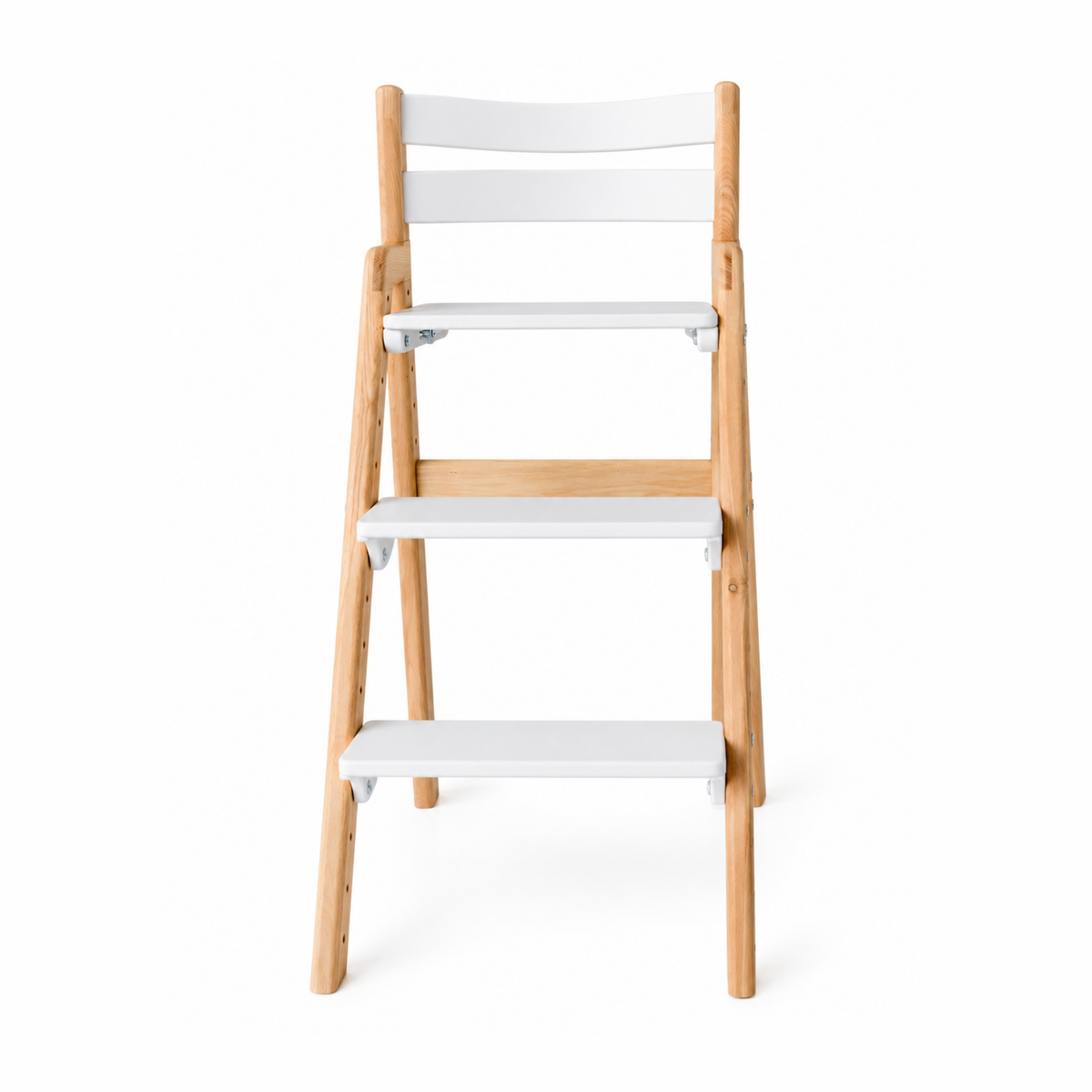 Adjustable Wooden Counter Height Chair for Toddlers XL V2 – Natural Color (W1) with White