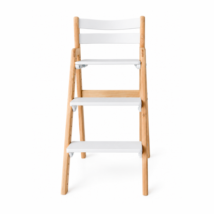 Adjustable Wooden Counter Height Chair for Toddlers XL V2 – Natural Color (W1) with White