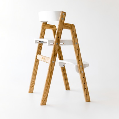 Adjustable Wooden Counter Height Chair for Toddlers – Natural Color (W1) with White