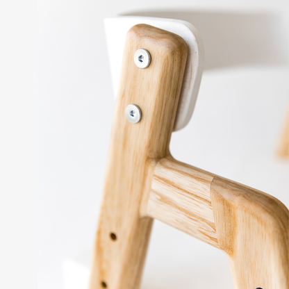Adjustable Wooden Counter Height Chair for Toddlers – Natural Color (W1) with White